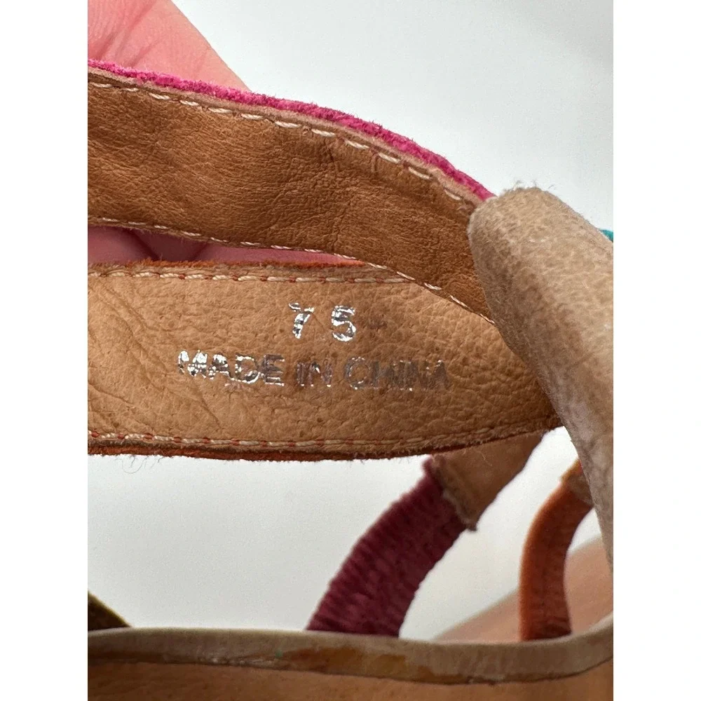 Jeffrey Campbell Ibiza Last Multi Color Leather Strappy Wood Platform Sandal 7.5